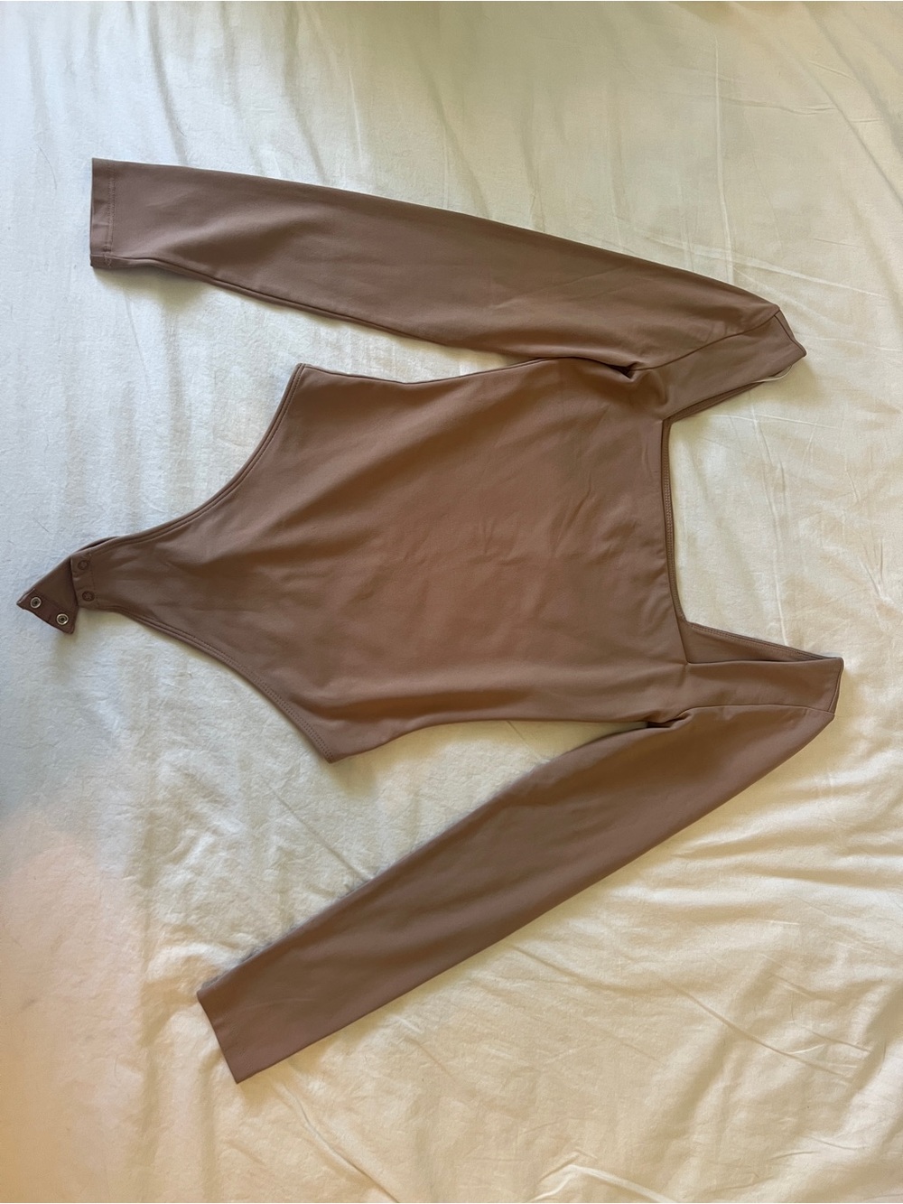 Babaton Long Sleeve Scoop Bodysuit in Mauve Brown